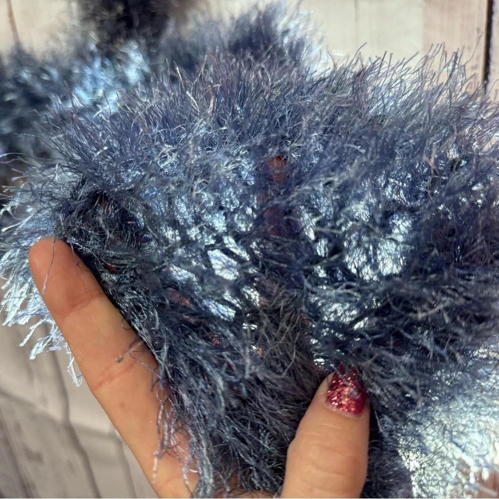 Fuzzy Light Navy Blue Eyelash Scarf